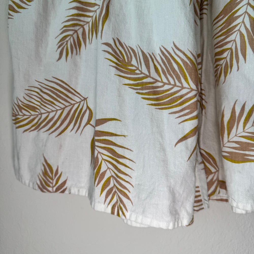 Billabong Womens Size S White Tropical Palm Print Linen Blend Wide Leg Jumpsuit - Picture 4 of 16